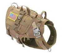 Military Tactical Strong Nylon Working Dog Training Harness with Control Handle pour Le Berger Allemand Labrador French Bulldog,Ensemble Brun,M