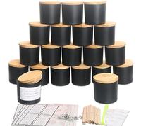 MILIVIXAY - 20 Paquets de Pots à Bougies en Verre Noir Mat de 113 g avec Couvercles et Kit pour la Fabrication de Bougies - Pots à Bougies Vides de Petite Taille pour la