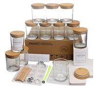 MILIVIXAY Lot de 12 pots à bougies en verre transparent de 350 ml avec couvercles et kits de fabrication de bougies - Pots à bougies vides en vrac pour la fabrication de bougies - Conteneurs à épices