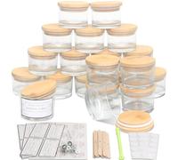 MILIVIXAY Lot de 20 bocaux à bougies en verre transparent de 113,4 g avec couvercles et kits de fabrication de bougies - Petits pots vides pour la fabrication de bougies - Conteneurs à épices, poudre