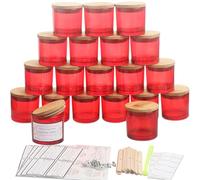 Milivixay Lot de 20 petits pots à bougies vides en verre rouge de 113,4 g avec couvercles et kits de fabrication