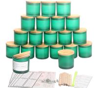MILIVIXAY Lot de 20 petits pots à bougies vides en verre vert mat de 113,4 g avec couvercles et kits de fabrication de bougies - Petits pots à bougies vides pour la fabrication de bougies - Conteneurs