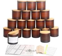 MILIVIXAY Lot de 20 pots à bougies en verre ambré givré de 4 OZ (113,4 g) avec couvercles et kits de fabrication de bougies - Petits pots à bougies vides en vrac pour fabriquer des bougies