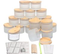 Milivixay Lot de 20 pots à bougies en verre blanc givré de 113,4 g avec couvercles et kits de fabrication - Petits conteneurs vides pour la fabrication de bougies - Conteneurs à épices, poudre