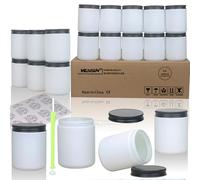 MILIVIXAY Lot de 20 pots à bougies vides en verre dépoli de 227 g avec couvercles en métal noir pour la fabrication de bougies, pots pour épices, liquides, échantillons, passent au lave-vaisselle.