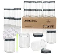 MILIVIXAY Lot de 20 pots en verre épais transparent de 250 ml avec couvercles noirs en métal - Bocaux à bougies vides en vrac pour la fabrication de bougies - Bocaux de conservation pour épices