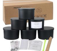 MILIVIXAY Lot de 6 pots à bougie de 680 ml avec couvercles en métal et kits de fabrication de bougies - Pots en verre épais à 3 mèches pour grandes bougies - Récipients pour épices et poudres