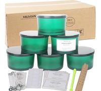MILIVIXAY Lot de 6 pots à bougies de 710 ml avec couvercles en métal et kits de fabrication de bougies - Bocaux vides en verre épais vert mat pour la fabrication de grandes bougies - Conteneurs à