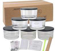 MILIVIXAY Lot de 6 pots à bougies de 710 ml avec couvercles en métal et kits de fabrication de bougies - Pot à bougies à 3 mèches, bocaux vides en verre épais transparent pour la fabrication de