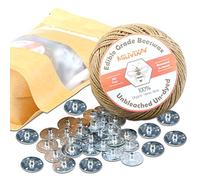 MILIVIXAY Mèche de Bougie 100% Chanvre Bio avec revêtement en Cire d'abeille Naturelle, Bobine de 60 m, Taille (1,0 mm) + languettes de Maintien de mèche (200 pièces).pour Fabrication de Bougie.