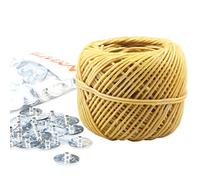 MILIVIXAY Mèche de Bougie 100% Chanvre Bio avec revêtement en Cire d'abeille Naturelle, Bobine de 60 m,Taille épaisse (2,0 mm)+languettes de Maintien de mèche (200 pièces).pour Fabrication de Bougie.