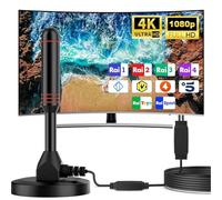 MILIWAN Antenne TV intérieure avec 2 amplificateurs antenne TV HDTV numérique avec 500 km distance de réception antenne portable interne support 4K avec câble en cuivre de 10 m et base magnétique