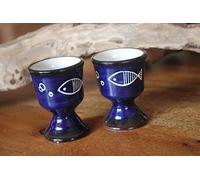 Miljögarden Lot de 2 coquetiers océan Bleu/blanc Hauteur 7,5 cm