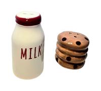 Milk Bottle & Cookies Mini salière et poivrière en céramique 6,3 x 3,2 x 3,2 cm