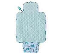 Milk&Moo Sangaloz Tapis à Langer Pour Nouveau-Né et Bébé, Matelas à Langer Portable Étanche et Lavable, Coussin à Langer, 100% Coton Certifié Oeko-Tex, Cadeau de Naissance, Bleu