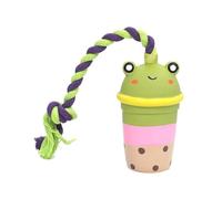 Milk Tea Series Jouet à mâcher pour chien avec son, corde en latex et coton, 12 cm x 8 cm, jouets couineurs à mâcher pour chiens de petite et moyenne taille, 80 g (grenouille)