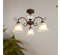 Milk Verre Chandelier Huile frottée Bronze Sputnik Mid Century Lamp Farmhouse Rustic Flower Semi Flush Mount Plafond Light for Bedroom Bathroom Living Dining Room