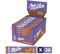 Milka - 1 Présentoir de 36 de barres Milka Peanut & Caramel - Barre au Chocolat et Éclats de Cacahuètes au Caramel - (36x37g)