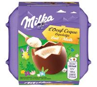 Milka - 4 Œufs Coques Chocolat au Lait - Œufs de Pâques en Chocolat - Fourrés à la Crème au Lait - Idée Cadeau - Chocolat à Offrir - 1 Boîte de 136 g