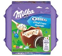 Milka - 4 Œufs Coques Oréo - Œufs en Chocolat de Pâques - Fourrés aux Éclats de Biscuit Oréo - Idée Cadeau - Chocolat à Offrir - 128 g