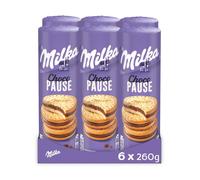 MILKA - Choco Pause - Lot de 6 Rouleaux de Choco Pause - Biscuits Fourrés au Chocolat au Lait Milka - Biscuits Gourmands et Croustillants - Idéal pour le Goûter des Enfants - Lot de 6x260g