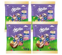 Milka - Assortiment de Bonbons Fourrés - Mix de 4 Goûts - Chocolat au Lait, Blanc, Pétillant, Oréo - Chocolat à Offrir - 4 Sachets de 130 g