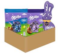 Milka - Assortiment de Chocolats de Pâques : 1 Sachet de Bonbons Oreo, 1 Sachet de Bonbons Lait Alpin, 1 Lapin Chocolat au Lait Alpin - Idée Cadeau - Chocolat à Offrir - Lot de 3 Produits