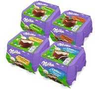 Milka - Assortiment de Chocolats de Pâques : 4 Œufs Coques Chocolat au Lait, 4 Oreo, 4 Œufs Coques Cacao, 4 Chocolat et Noisette - Lot x4