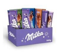 Milka - Assortiment Tablettes Chocolat au Lait 5 Recettes - 10x90-100g | 10 Tablettes de 90 à 100g | 2x noisettes, 2x Oreo, 2x caramel, 2x tendre lait et 2x classique | Idéal pour une pause douceur