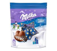 MILKA - Bonbons de Noël Milka Oreo - Chocolat au Lait du Pays Alpin Fourré Crème Confiseur au Lait et Eclats de Biscuit Cacaoté - Chocolat de Noël à Offrir ou à Partager Sachet 14 Bonbons soit 86g