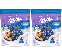MILKA - Bonbons de Noël Milka Oreo - Chocolat au Lait du Pays Alpin Fourré Crème Confiseur au Lait et Eclats de Biscuit Cacaoté - Chocolat de Noël à Offrir ou à Partager Sachet 14 Bonbons soit 86g