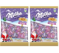 Milka Boules de Noël - Chocolats de Noël - 2 Goûts : Lait et Lait Biscuits - Chocolat à Offrir - Idée Cadeau - 350 g (Lot de 2)