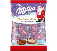Milka Boules de Noël - Chocolats de Noël - 2 Goûts : Lait et Lait Biscuits - Chocolat à Offrir - Idée Cadeau - 350 g