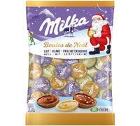Milka Boules de Noël - Chocolats de Noël - 3 Goûts : Lait, Blanc, Praliné Croquant - Chocolat à Offrir - 350 g