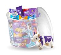 Milka Box Goûter | Coffret biscuits et chocolats assortis avec Oreo, LU, Brownies, Cookies Sensations, Milka Naps & Favourites + peluche vache | Idée cadeau anniversaire enfant