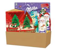 MILKA - Calendrier de l'Avent 200g, Père Noël Lait Noisette 95g, Père Noël Chocolat Blanc 90g - TOBLERONE - Calendrier de l'Avent 200g, Barre Amandes Salées 360g, Mini Chocolats 280g - Lot de 6