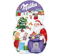 MILKA - 1 Calendrier de l'Avent Père Noël Milka - Assortiment de Chocolat au Lait du Pays Alpin, Chocolat Blanc et Chocolat au Lait Fourré - 1 Calendrier de 26 Chocolats soit 213 g
