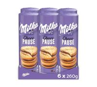 MILKA - Choco Pause - Lot de 6 Rouleaux de Choco Pause - Biscuits Fourrés au Chocolat au Lait Milka - Biscuits Gourmands et Croustillants - Idéal pour le Goûter des Enfants - Lot de 6x260g