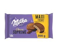 MILKA - CHOCO SUPREME- 1 Paquet de 10 Choco Suprême - Gaufrettes Croustillantes Enrobées de Chocolat au Lait Milka et Fourrage Goût Cacao - Idéal pour le Goûter des Enfants - Format Famililal - 300g