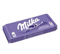 Milka, Chocolat au lait, barre de chocolat au lait classique, 100 % lait alpin, cacao durable, 3 x 100 g (3 tablettes de 100 g)