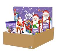 Milka - Chocolat Noel - 2 Pères Noël Chocolat au Lait et Lait Noisettes, 1 Calendrier de l'Avent, 1 Bonbons Chocolat au Lait (471g)