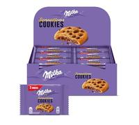 MILKA - Cookies Sensations - Cookies aux Pépites de Chocolat au Lait et Cœur Chocolaté - Lot de Biscuits Individuels - Format Familial Pratique pour le Goûter - Présentoir de 24 Paquets de 2 Cookies