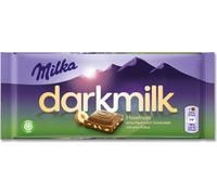 Milka darkmilk chocolat noir noisette avec morceaux de noisettes 85g