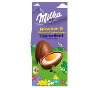 Milka - Egg'cellent - Petits Œufs en Chocolat de Pâques - Goût : Chocolat au Lait Fourrage Crème Vanille - Au Lait du Pays Alpin - Cacao 100% Durable - 1 Paquet de 4 Chocolats - 124 g