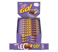 Milka LEO GO - Gaufrette Croustillante enrob?e de Chocolat au Lait et Biscuit L?o - Pr?sentoir de 32 Barres (48 g)
