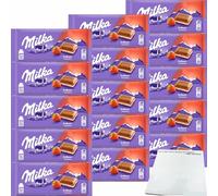 Milka Lot de 15 planches de 100 g aux fraises + bloc usy
