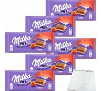 Milka Lot de 6 planches de 100 g de fraises + bloc usy