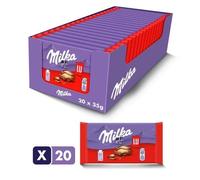Milka LU Pocket - Mini Tablettes de Chocolat au Lait au Biscuit LU - Format Poche Facile à Emporter - Présentoir de 20 Mini Tablettes (35 g)