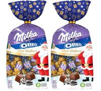 Milka Mini Délices - Assortiment de Chocolats de Noël - 2 Goûts : Cacao et Oréo - Chocolat à Offrir - Idée Cadeau - 320g (Lot de 2)