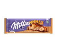 Milka MMMAX Grande tablette au chocolat au lait des Alpes, garniture de noisettes entières et crème de caramel, 300 g